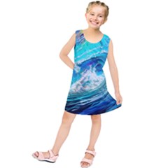 Tsunami Waves Ocean Sea Nautical Nature Water Painting Kids  Tunic Dress
