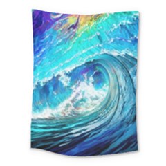 Tsunami Waves Ocean Sea Nautical Nature Water Painting Medium Tapestry