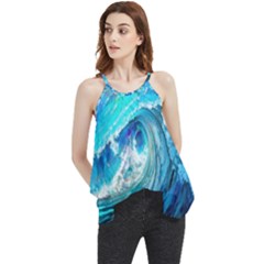 Tsunami Waves Ocean Sea Nautical Nature Water Painting Flowy Camisole Tank Top