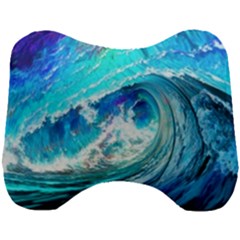 Tsunami Waves Ocean Sea Nautical Nature Water Painting Head Support Cushion by Cowasu