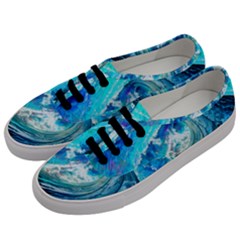 Tsunami Waves Ocean Sea Nautical Nature Water Painting Men s Classic Low Top Sneakers