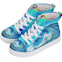 Tsunami Waves Ocean Sea Nautical Nature Water Painting Kids  Hi-Top Skate Sneakers