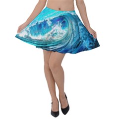 Tsunami Waves Ocean Sea Nautical Nature Water Painting Velvet Skater Skirt