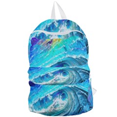 Tsunami Waves Ocean Sea Nautical Nature Water Painting Foldable Lightweight Backpack