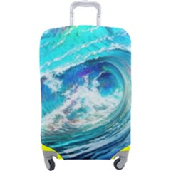 Tsunami Waves Ocean Sea Nautical Nature Water Painting Luggage Cover (Large)