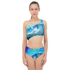 Tsunami Waves Ocean Sea Nautical Nature Water Painting Spliced Up Two Piece Swimsuit