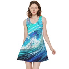 Tsunami Waves Ocean Sea Nautical Nature Water Painting Inside Out Reversible Sleeveless Dress