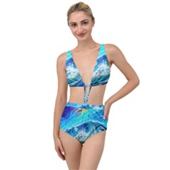 Tsunami Waves Ocean Sea Nautical Nature Water Painting Tied Up Two Piece Swimsuit