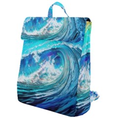 Tsunami Waves Ocean Sea Nautical Nature Water Painting Flap Top Backpack