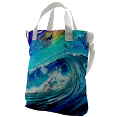 Tsunami Waves Ocean Sea Nautical Nature Water Painting Canvas Messenger Bag