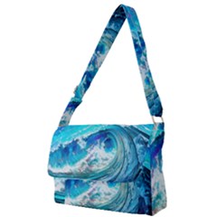 Tsunami Waves Ocean Sea Nautical Nature Water Painting Full Print Messenger Bag (S)