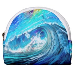 Tsunami Waves Ocean Sea Nautical Nature Water Painting Horseshoe Style Canvas Pouch