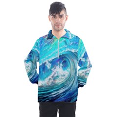 Tsunami Waves Ocean Sea Nautical Nature Water Painting Men s Half Zip Pullover