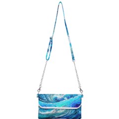 Tsunami Waves Ocean Sea Nautical Nature Water Painting Mini Crossbody Handbag