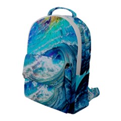 Tsunami Waves Ocean Sea Nautical Nature Water Painting Flap Pocket Backpack (Large)