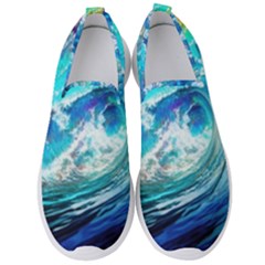 Tsunami Waves Ocean Sea Nautical Nature Water Painting Men s Slip On Sneakers