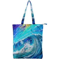 Tsunami Waves Ocean Sea Nautical Nature Water Painting Double Zip Up Tote Bag