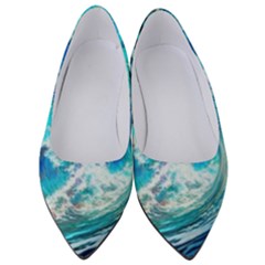 Tsunami Waves Ocean Sea Nautical Nature Water Painting Women s Low Heels