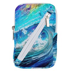Tsunami Waves Ocean Sea Nautical Nature Water Painting Belt Pouch Bag (small)