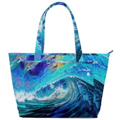 Tsunami Waves Ocean Sea Nautical Nature Water Painting Back Pocket Shoulder Bag 