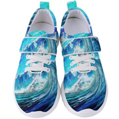 Tsunami Waves Ocean Sea Nautical Nature Water Painting Women s Velcro Strap Shoes