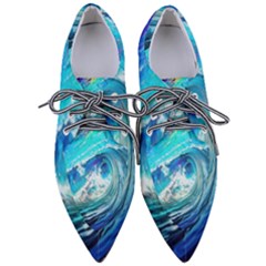 Tsunami Waves Ocean Sea Nautical Nature Water Painting Pointed Oxford Shoes