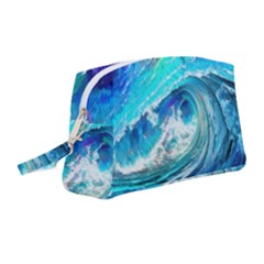Tsunami Waves Ocean Sea Nautical Nature Water Painting Wristlet Pouch Bag (Medium)