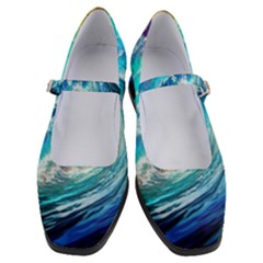 Tsunami Waves Ocean Sea Nautical Nature Water Painting Women s Mary Jane Shoes