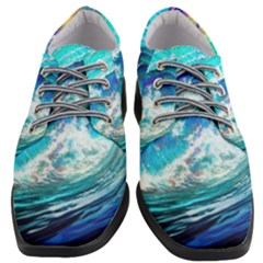 Tsunami Waves Ocean Sea Nautical Nature Water Painting Women Heeled Oxford Shoes