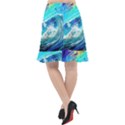 Tsunami Waves Ocean Sea Nautical Nature Water Painting Fishtail Chiffon Skirt View2