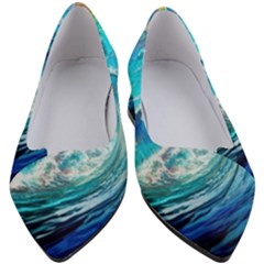 Tsunami Waves Ocean Sea Nautical Nature Water Painting Women s Block Heels 