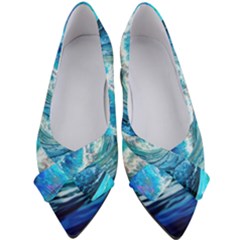 Tsunami Waves Ocean Sea Nautical Nature Water Painting Women s Bow Heels