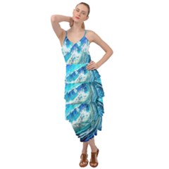 Tsunami Waves Ocean Sea Nautical Nature Water Painting Layered Bottom Dress