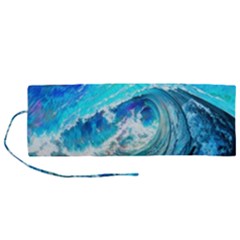 Tsunami Waves Ocean Sea Nautical Nature Water Painting Roll Up Canvas Pencil Holder (M)