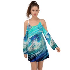 Tsunami Waves Ocean Sea Nautical Nature Water Painting Boho Dress