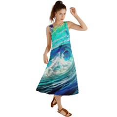 Tsunami Waves Ocean Sea Nautical Nature Water Painting Summer Maxi Dress