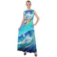 Tsunami Waves Ocean Sea Nautical Nature Water Painting Chiffon Mesh Boho Maxi Dress