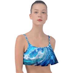 Tsunami Waves Ocean Sea Nautical Nature Water Painting Frill Bikini Top
