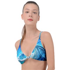 Tsunami Waves Ocean Sea Nautical Nature Water Painting Knot Up Bikini Top