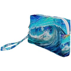 Tsunami Waves Ocean Sea Nautical Nature Water Painting Wristlet Pouch Bag (Small)