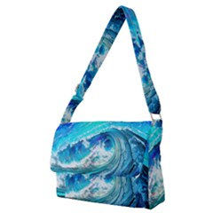Tsunami Waves Ocean Sea Nautical Nature Water Painting Full Print Messenger Bag (M)