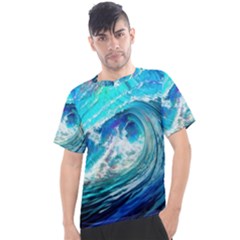 Tsunami Waves Ocean Sea Nautical Nature Water Painting Men s Sport Top
