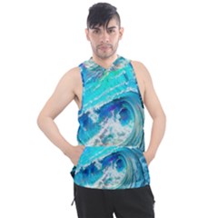 Tsunami Waves Ocean Sea Nautical Nature Water Painting Men s Sleeveless Hoodie