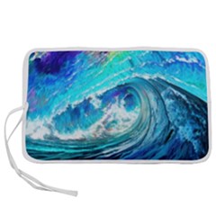 Tsunami Waves Ocean Sea Nautical Nature Water Painting Pen Storage Case (S)
