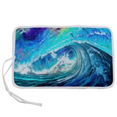 Tsunami Waves Ocean Sea Nautical Nature Water Painting Pen Storage Case (L)