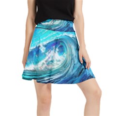 Tsunami Waves Ocean Sea Nautical Nature Water Painting Waistband Skirt
