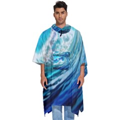 Tsunami Waves Ocean Sea Nautical Nature Water Painting Men s Hooded Rain Ponchos