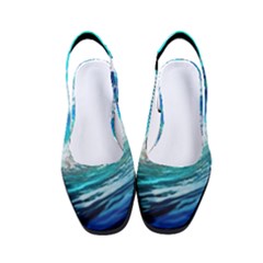 Tsunami Waves Ocean Sea Nautical Nature Water Painting Women s Classic Slingback Heels