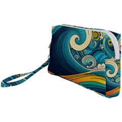 Waves Wave Ocean Sea Abstract Whimsical Abstract Art Wristlet Pouch Bag (small) by Cowasu