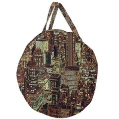 New York City Nyc Skyscrapers Giant Round Zipper Tote by Cowasu